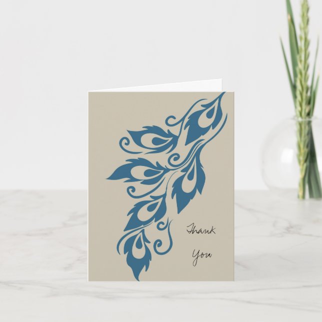 Peacock Feathers Thank You Card (Front)