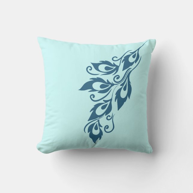 Peacock Feathers Throw Pillow (Front)
