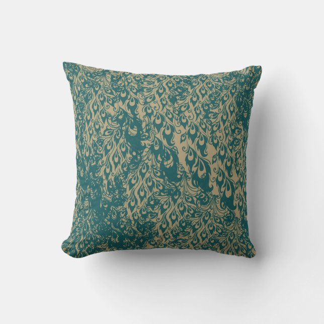 Peacock Feathers Throw Pillow (Front)