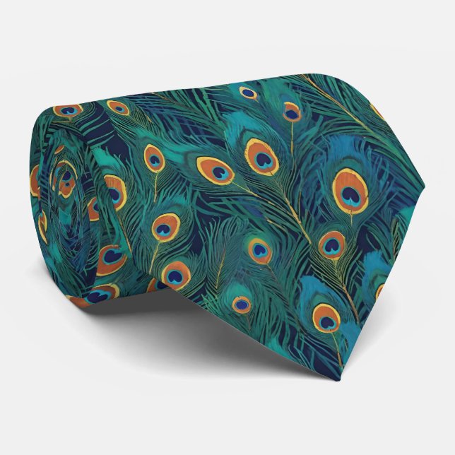 Peacock Feathers Tie (Rolled)