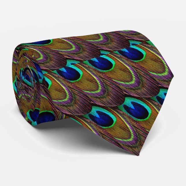 Peacock Feathers Tie (Rolled)