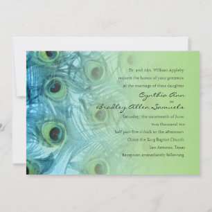 Peacock Feathers Turquoise Green Invitation