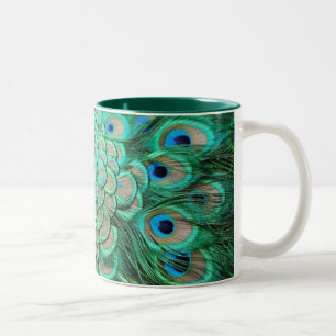 PEACOCK FEATHERS Two-Tone COFFEE MUG