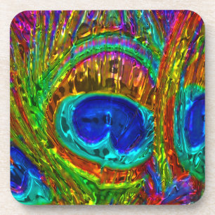 Peacock Feathers Verre Art 1 Dessous de verre