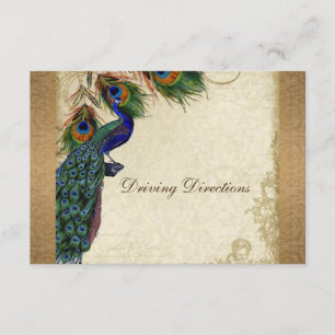 Peacock & Feathers Vintage Gold Look Damask Swirl Enclosure Card
