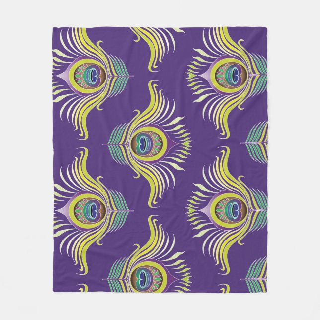 Peacock feathers: vintage seamless background. fleece blanket (Front)