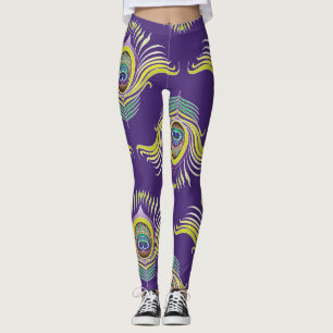 Peacock feathers: vintage seamless background. leggings