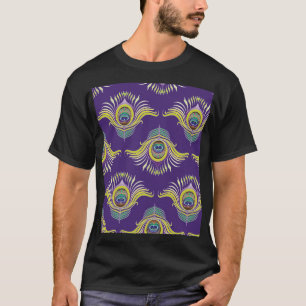 Peacock feathers: vintage seamless background. T-Shirt