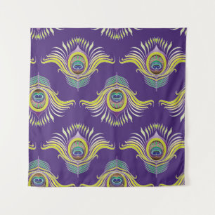 Peacock feathers: vintage seamless background. tapestry