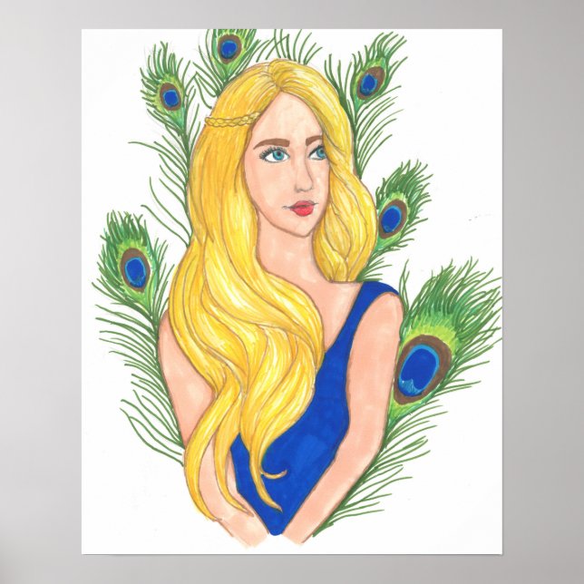 Peacock Feathers Wall Art Poster (16" x 20") (Front)