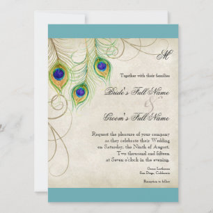 Peacock Feathers Wedding Invitation