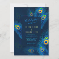 Peacock Feathers Wedding Invitation