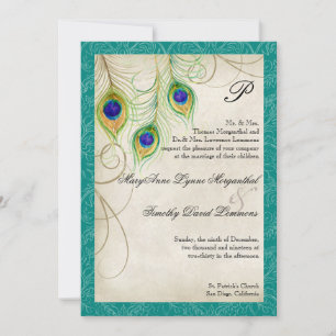Peacock Feathers Wedding Invitation