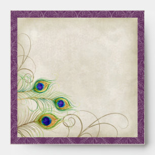 Peacock Feathers Wedding Invitation Envelope