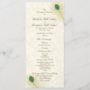 Peacock Feathers Wedding Program