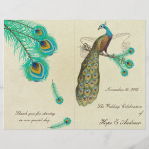 Peacock Feathers Wedding Program 2