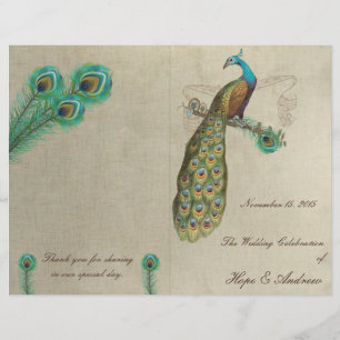 Peacock Feathers Wedding Program 3