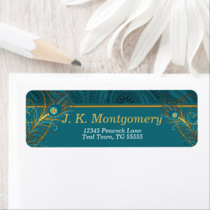 Peacock Feathers with Teal and Gold