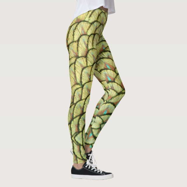 Peacock Feathers Yellow Pattern Legging (Right)