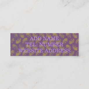 Peacock Feathers Yellow with Purple Mini Business Card