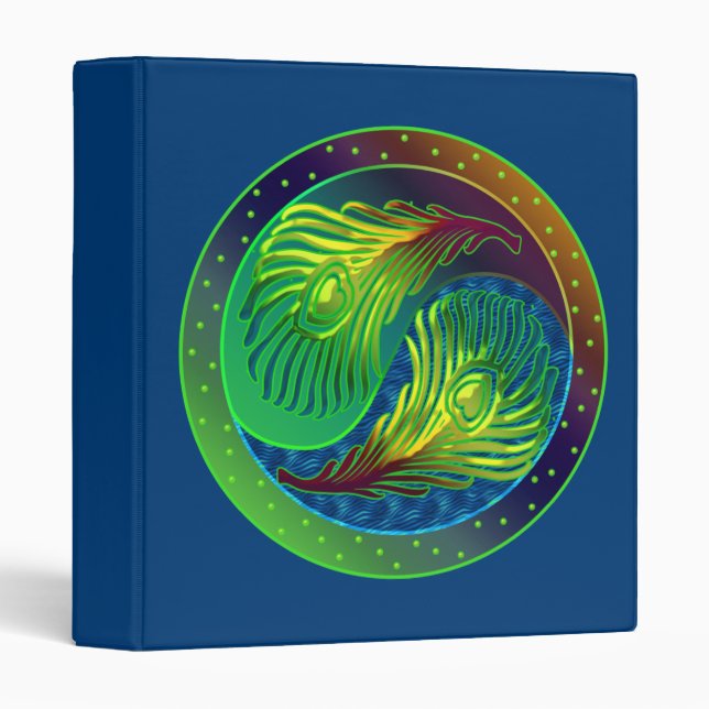 Peacock Feathers Yin Yang 4 Classeur (Devant/Côté)