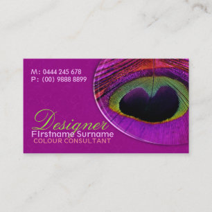 Peacock Feature Damask Carte de visite rose chaud