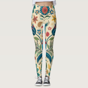 Peacock Fest Floral Custom Pattern Leggings