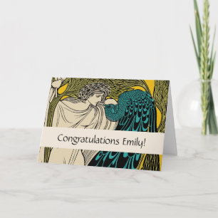 Peacock Fine Art Bird Nouveau Card