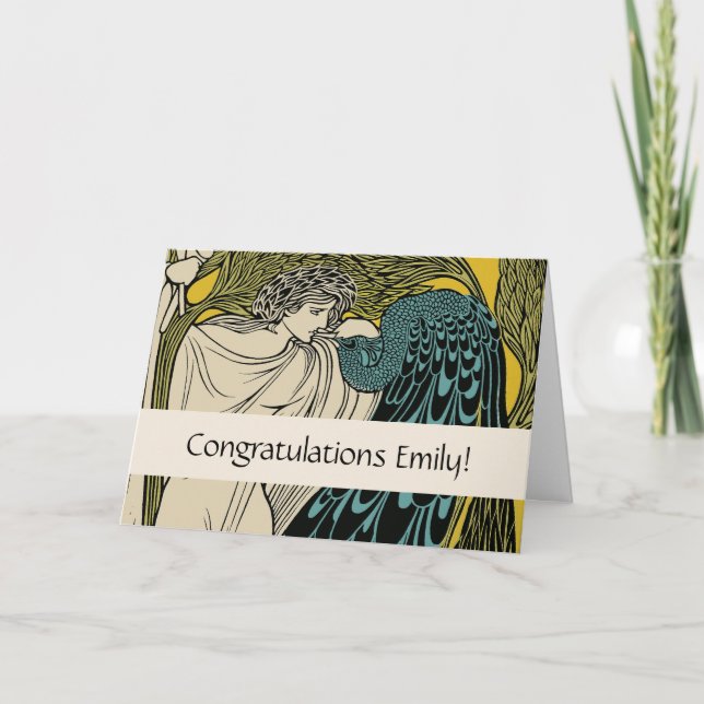 Peacock Fine Art Bird Nouveau Card (Front)