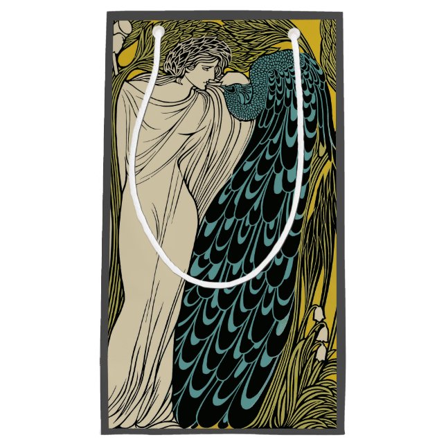Peacock Fine Art Bird Nouveau Small Gift Bag (Front)