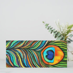 Peacock Firebird Feather Painting Flat Card