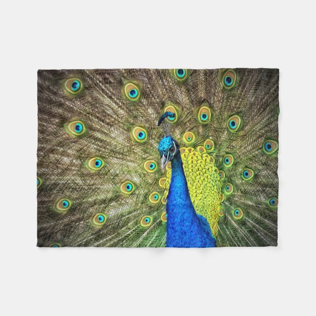 Peacock Fleece Blanket (Front (Horizontal))
