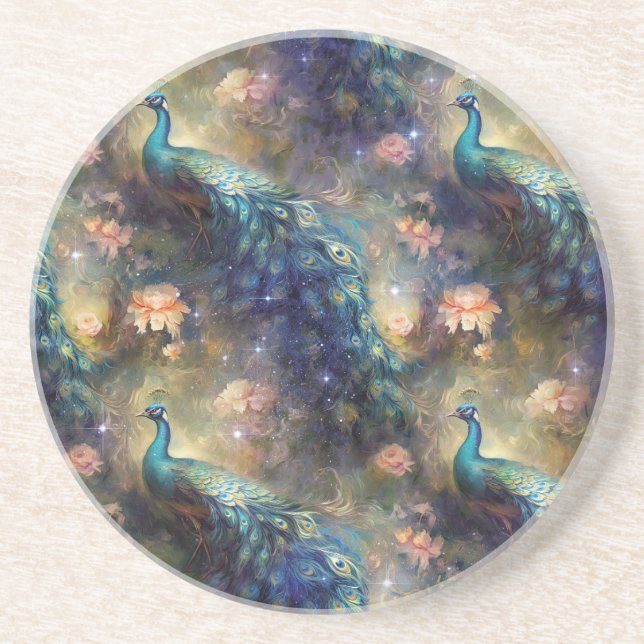 Peacock Floral Coaster (Front)
