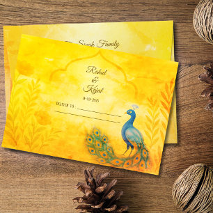 Peacock Floral Indian Wedding Envelope