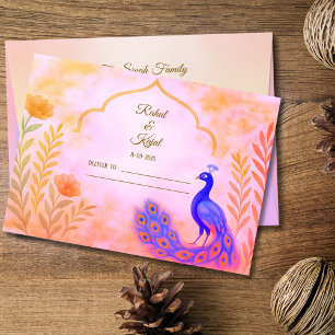 Peacock Floral Indian Wedding Envelope