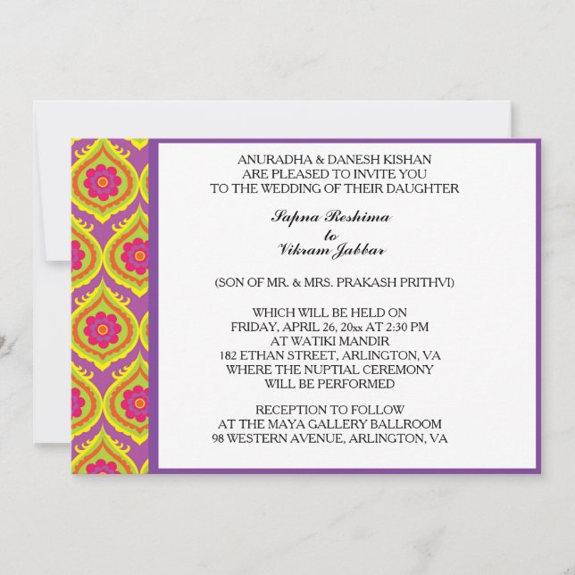 Peacock Floral Invitation (Front)
