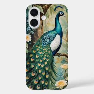 Peacock floral paisley watercolor iPhone 16 case