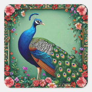 🦚 Peacock Floral Sticker Elegant Bird Art Gift