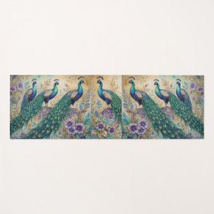 Peacock floral watercolor  yoga mat
