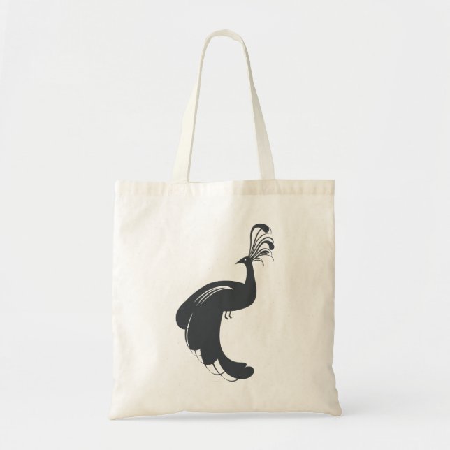 PEACOCK FLOURISH in MIDNIGHT Lightweight Tote Bag (Front)