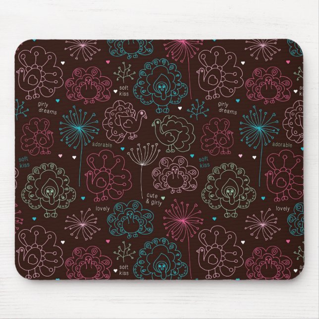 peacock flower india wallpaper vintage mouse pad (Front)