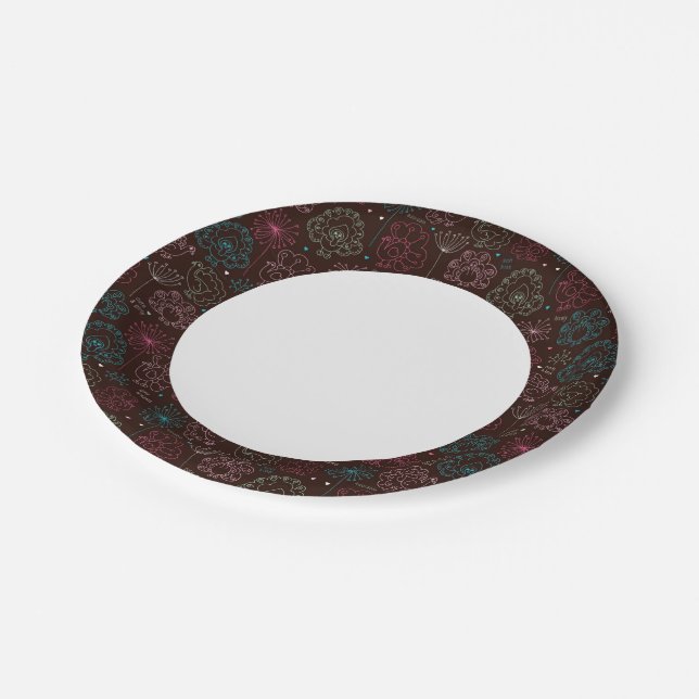 peacock flower india wallpaper vintage paper plate (Angled)