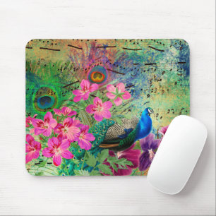 Peacock Flowers and Music Mouse Pad