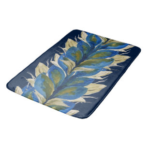 Peacock Flowers Watercolor Hand-painted Bath Mat