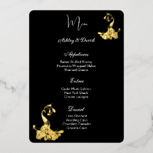 Peacock Foil Wedding Menu Card