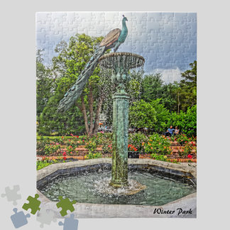 Peacock Fountain & Rose Garden in Winter Park FL Jigsaw Puzzle