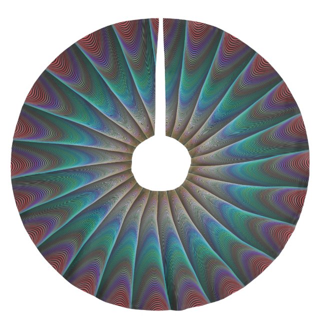 Peacock fractal brushed polyester tree skirt (Front)