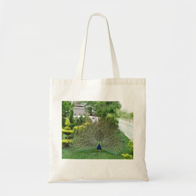 Peacock Garden Photo  Budget Tote (Front)