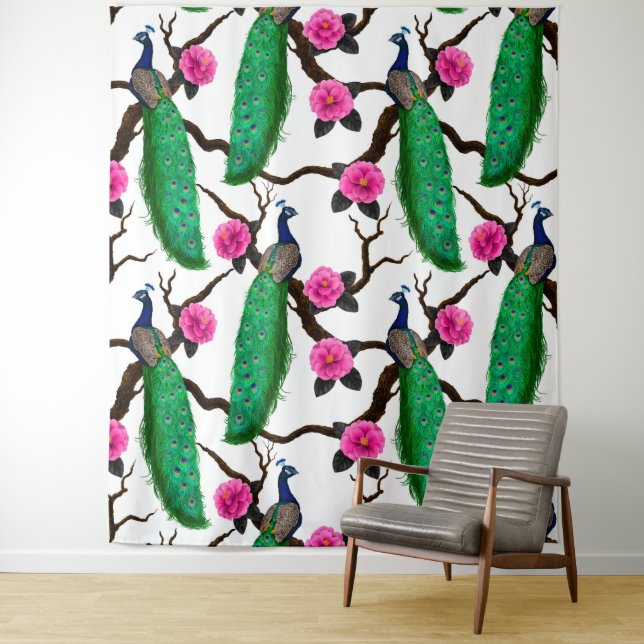 Peacock garden tapestry (In Situ)