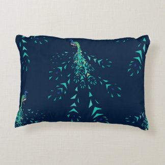 Peacock geometric pattern accent pillow